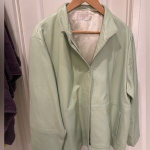 Vintage Liz Claiborne Women's Light Green Leather Jacket